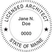Quality Maine Architect Stamp. X Stamper is a customized pre-inked rubber stamp. Fast Shipping