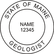 The Maine Geologist X Stamper is a customized pre-inked rubber stamp. Pre-inked stamps are made from a special gel material that automatically releases ink to the surface, like water from a sponge.