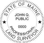 The Maine Land Surveyor X Stamper is a customized pre-inked rubber stamp. Pre-inked stamps are made from a special gel material that automatically releases ink to the surface, like water from a sponge.