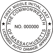 Order your Auto Appraiser Seal for Massachusetts Today online. Fast Shipping