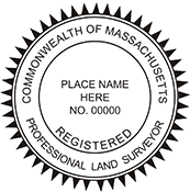 The Massachusetts Land Surveyor X Stamper is a customized pre-inked rubber stamp. Pre-inked stamps are made from a special gel material that automatically releases ink to the surface, like water from a sponge.