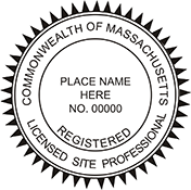 The Massachusetts Licensed Site Professional X Stamper is a customized pre-inked rubber stamp. Pre-inked stamps are made from a special gel material that automatically releases ink to the surface, like water from a sponge.