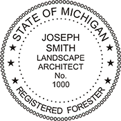 The Michigan Forester X Stamper is a customized pre-inked rubber stamp. Pre-inked stamps are made from a special gel material that automatically releases ink to the surface, like water from a sponge.