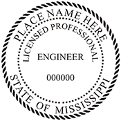 The Mississippi Engineer X Stamper is a customized pre-inked rubber stamp. Pre-inked stamps are made from a special gel material that automatically releases ink to the surface, like water from a sponge.