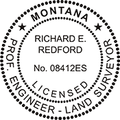 The Montana Professional Engineer & Land Surveyor X Stamper is a customized pre-inked rubber stamp. Pre-inked stamps are made from a special gel material that automatically releases ink to the surface, like water from a sponge.