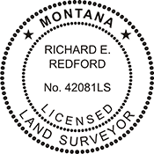 The Montana Land Surveyor X Stamper is a customized pre-inked rubber stamp. Pre-inked stamps are made from a special gel material that automatically releases ink to the surface, like water from a sponge.