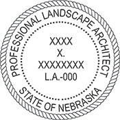The Nebraska Landscape Architect X Stamper is a customized pre-inked rubber stamp. Pre-inked stamps are made from a special gel material that automatically releases ink to the surface, like water from a sponge
