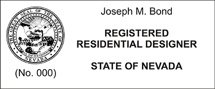 The Nevada Registered Residential Designer X Stamper is a customized pre-inked rubber stamp. Pre-inked stamps are made from a special gel material that automatically releases ink to the surface, like water from a sponge.