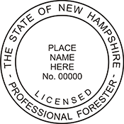 The New Hampshire Forester X Stamper is a customized pre-inked rubber stamp. Pre-inked stamps are made from a special gel material that automatically releases ink to the surface, like water from a sponge.