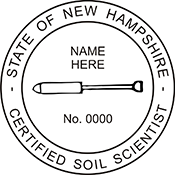 The New Hampshire Soil Scientist X Stamper is a customized pre-inked rubber stamp. Pre-inked stamps are made from a special gel material that automatically releases ink to the surface, like water from a sponge.