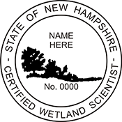 The New Hampshire Wetland Scientist X Stamper is a customized pre-inked rubber stamp. Pre-inked stamps are made from a special gel material that automatically releases ink to the surface, like water from a sponge.