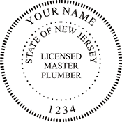 The New Jersey Licensed Master Plumber X Stamper is a customized pre-inked rubber stamp. Pre-inked stamps are made from a special gel material that automatically releases ink to the surface, like water from a sponge.