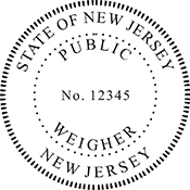 The New Jersey Professional Weigher X Stamper is a customized pre-inked rubber stamp. Pre-inked stamps are made from a special gel material that automatically releases ink to the surface, like water from a sponge.