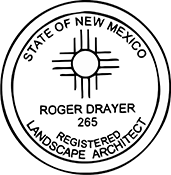 The New Mexico Landscape Architect X Stamper is a customized pre-inked rubber stamp. Pre-inked stamps are made from a special gel material that automatically releases ink to the surface, like water from a sponge.