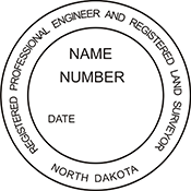The North Dakota Engineer and Land Surveyor X Stamper is a customized pre-inked rubber stamp. Pre-inked stamps are made from a special gel material that automatically releases ink to the surface, like water from a sponge