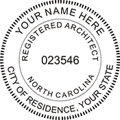 Quality North Carolina Architect Stamp. X Stamper is a customized pre-inked rubber stamp. Fast Shipping