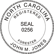 The North Carolina Forester X Stamper is a customized pre-inked rubber stamp. Pre-inked stamps are made from a special gel material that automatically releases ink to the surface, like water from a sponge.