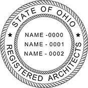 The Ohio Architects (3 Names) X Stamper is a customized pre-inked rubber stamp. Pre-inked stamps are made from a special gel material that automatically releases ink to the surface, like water from a sponge.