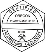 The Oregon Engineering Geologist X Stamper is a customized pre-inked rubber stamp. Pre-inked stamps are made from a special gel material that automatically releases ink to the surface, like water from a sponge.