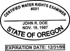 The Oregon Water Examiner X Stamper is a customized pre-inked rubber stamp. Pre-inked stamps are made from a special gel material that automatically releases ink to the surface, like water from a sponge.