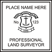 The Rhode Island Land Surveyor Stamp. X Stamper is a customized pre-inked rubber stamp. Fast shipping