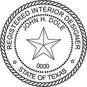 Texas Interior Designer Stamp. X Stamper is a customized pre-inked rubber stamp. Fast Shipping