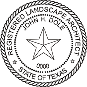 The Texas Landscape Architect X Stamper is a customized pre-inked rubber stamp. Pre-inked stamps are made from a special gel material that automatically releases ink to the surface, like water from a sponge.