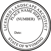 Quality Wyoming Landscape Architect Stamp. X Stamper is a customized pre-inked rubber stamp. Fast Shipping