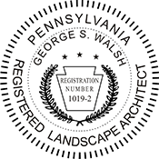 Quality Pennsylvania Landscape Architect Stamp. X Stamper is a customized pre-inked rubber stamp. Fast Shipping