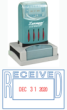 This stamp is made from laser engraved rubber and delivers over 50,000 clean, crisp impressions.  It is made of durable construction of 90% postconsumer recycled content (greener choice) including a retractable frame, dust cover and a date band.