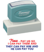 This Jumbo Stock Stamp delivers a crisp and clear impression every time. It is clean and non messy, and satisfaction is guaranteed for this stamp. Its self-inked design is easy to refill and lasts 50,000 impressions.