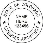 The Colorado Architect X Stamper is a customized pre-inked rubber stamp. Pre-inked stamps are made from a special gel material that automatically releases ink to the surface, like water from a sponge.