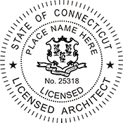 The Connecticut Architect X Stamper is a customized pre-inked rubber stamp. Pre-inked stamps are made from a special gel material that automatically releases ink to the surface, like water from a sponge.