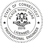The Connecticut Engineer X Stamper is a customized pre-inked rubber stamp. Pre-inked stamps are made from a special gel material that automatically releases ink to the surface, like water from a sponge.