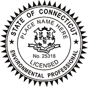 The Connecticut Environmental Professional X Stamper is a customized pre-inked rubber stamp. Pre-inked stamps are made from a special gel material that automatically releases ink to the surface, like water from a sponge.