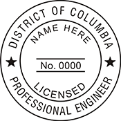 The District of Columbia Engineer X Stamper is a customized pre-inked rubber stamp. Pre-inked stamps are made from a special gel material that automatically releases ink to the surface, like water from a sponge.