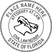 The Florida Civil Law X Stamper is a customized pre-inked rubber stamp. Pre-inked stamps are made from a special gel material that automatically releases ink to the surface, like water from a sponge.