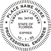 The Florida Engineer Temporary License X Stamper is a customized pre-inked rubber stamp. Pre-inked stamps are made from a special gel material that automatically releases ink to the surface, like water from a sponge.
