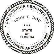 The Florida Interior Designer & Registered Architect X Stamper is a customized pre-inked rubber stamp. Pre-inked stamps are made from a special gel material that automatically releases ink to the surface, like water from a sponge.