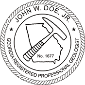 The Georgia Geologist X Stamper is a customized pre-inked rubber stamp. Pre-inked stamps are made from a special gel material that automatically releases ink to the surface, like water from a sponge.