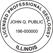 The Illinois Geologist X Stamper is a customized pre-inked rubber stamp. Pre-inked stamps are made from a special gel material that automatically releases ink to the surface, like water from a sponge.