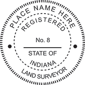 The Indiana Land Surveyor X Stamper is a customized pre-inked rubber stamp. Pre-inked stamps are made from a special gel material that automatically releases ink to the surface, like water from a sponge.