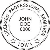 The Iowa Engineer X Stamper is a customized pre-inked rubber stamp. Pre-inked stamps are made from a special gel material that automatically releases ink to the surface, like water from a sponge.