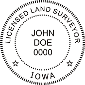 The Iowa Land Surveyor X Stamper is a customized pre-inked rubber stamp. Pre-inked stamps are made from a special gel material that automatically releases ink to the surface, like water from a sponge.