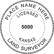 The Kansas Land Surveyor X Stamper is a customized pre-inked rubber stamp. Pre-inked stamps are made from a special gel material that automatically releases ink to the surface, like water from a sponge.