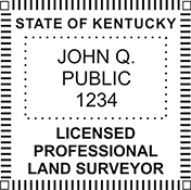 The Kentucky Land Surveyor X Stamper is a customized pre-inked rubber stamp. Pre-inked stamps are made from a special gel material that automatically releases ink to the surface, like water from a sponge.