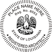 The Louisiana Architect X Stamper is a customized pre-inked rubber stamp. Pre-inked stamps are made from a special gel material that automatically releases ink to the surface, like water from a sponge.