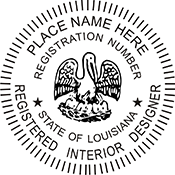 The Louisiana Interior Designer X Stamper is a customized pre-inked rubber stamp. Pre-inked stamps are made from a special gel material that automatically releases ink to the surface, like water from a sponge.