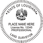 The Louisiana Land Surveyor X Stamper is a customized pre-inked rubber stamp. Pre-inked stamps are made from a special gel material that automatically releases ink to the surface, like water from a sponge.