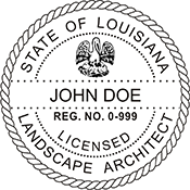 The Louisiana Landscape Architect X Stamper is a customized pre-inked rubber stamp. Pre-inked stamps are made from a special gel material that automatically releases ink to the surface, like water from a sponge.
